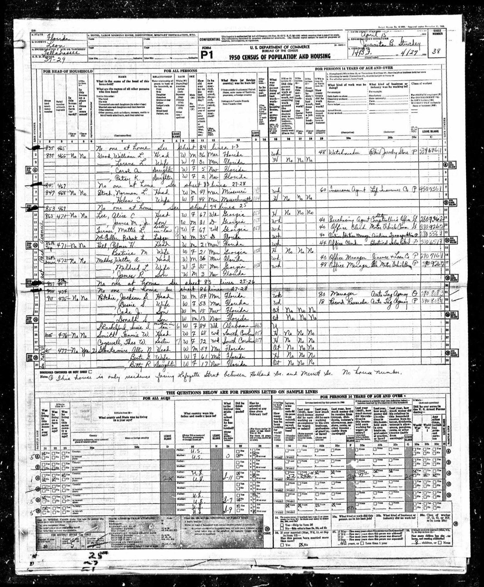 1950 US Census for Walter Jr.’s (John’s brother) family
