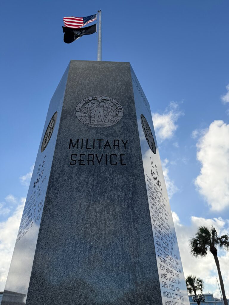 The Nassau County War Memorial, located at Fernandina Beach, on Amelia Island, FL includes John’s name to commemorate his actions and sacrifice