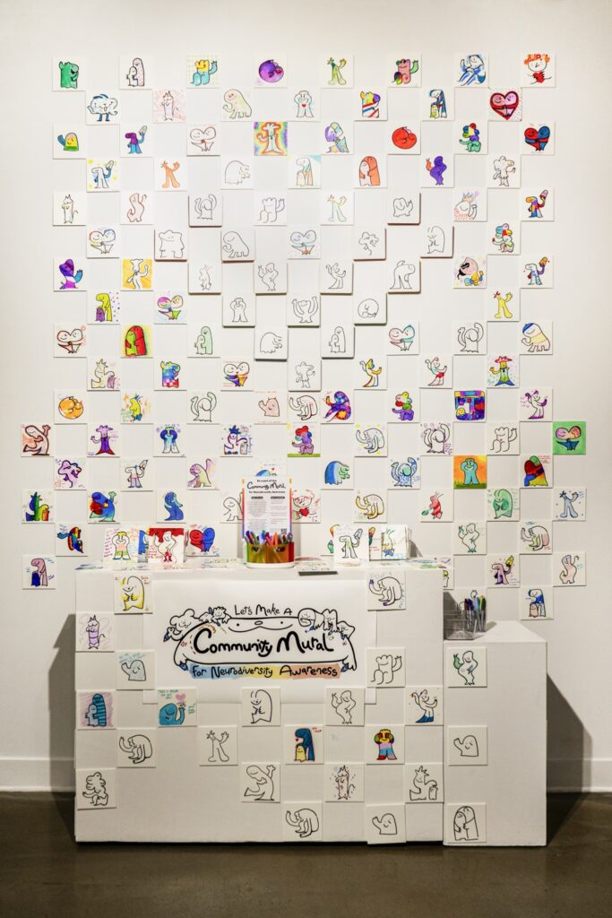 Gil Rosario's Emotional Support Friends mural after exhibiting in the 2026 MFA Exhibition at the UCF Art Gallery.