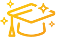 Icon depicting grad cap with stars