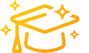 Icon depicting grad cap with stars