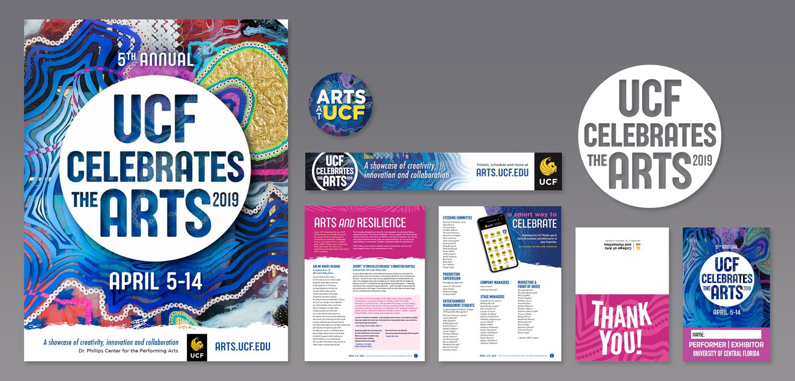 Publication examples from UCF Celebrates the Arts 2019