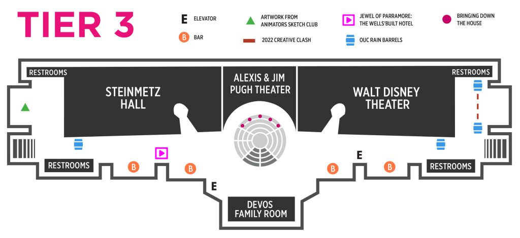 Tier 3 exhibit map, UCF Celebrates the Arts 2023 at Dr. Phillips Center