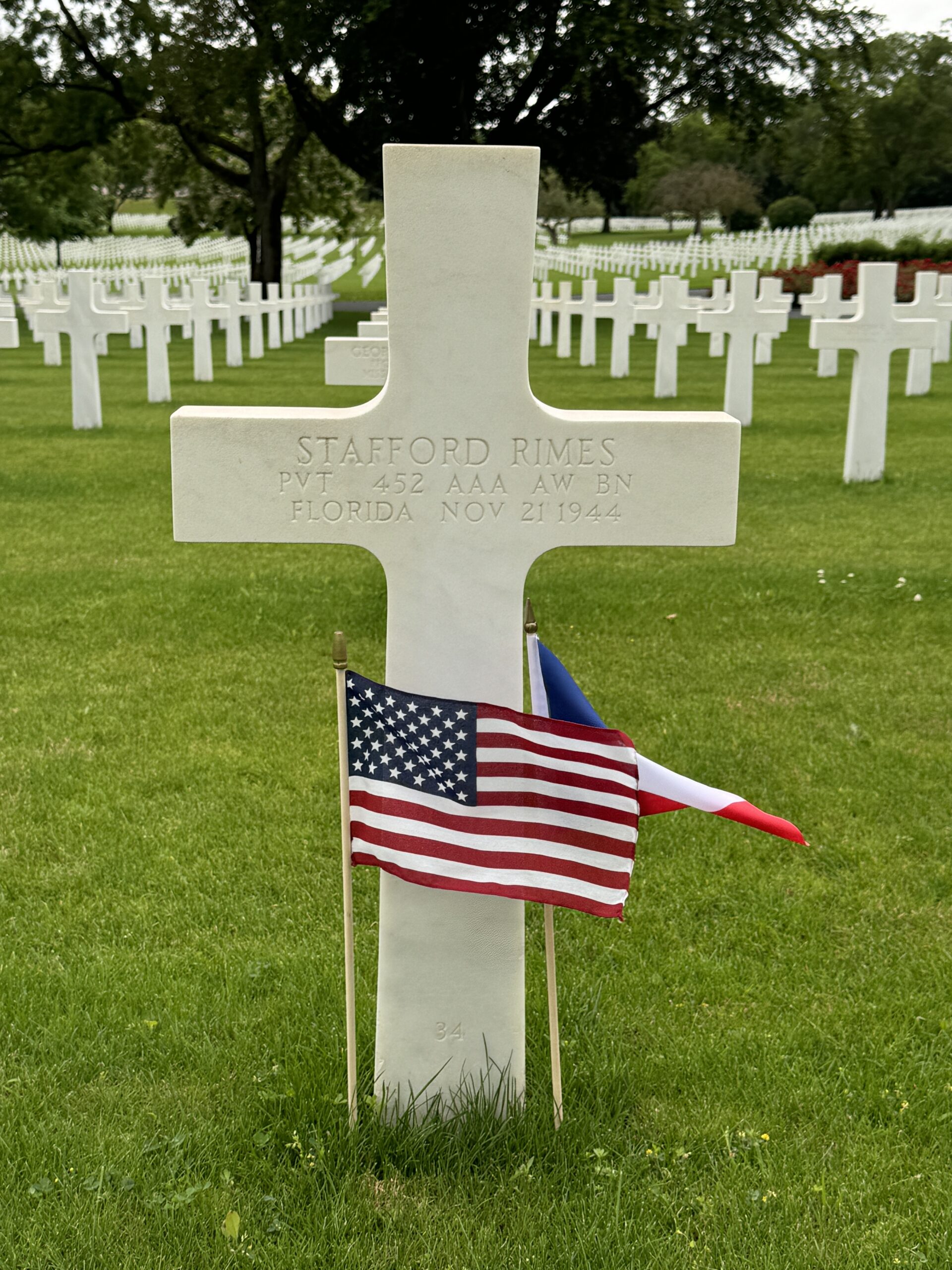 Stafford Rimes Grave at St Avold in the Lorraine Cemetery. France.