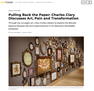 screenshot of article with image of hundreds of frames on a gallery wall