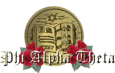 Phi Alpha Theta logo with shield, flowers and name