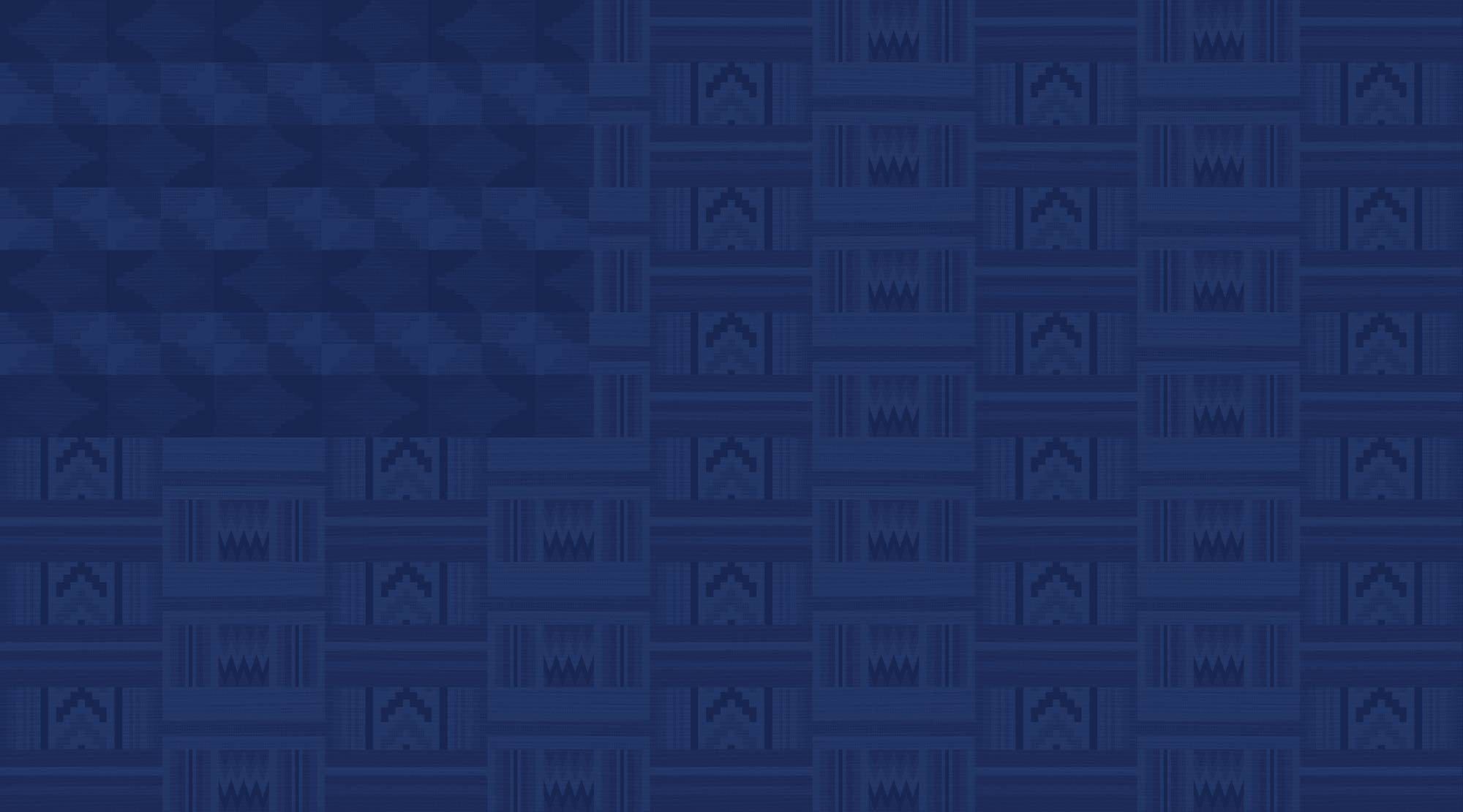 Blue background image resembles USA flag comprised of Kente patterns