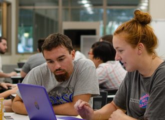 Students at the writing center.