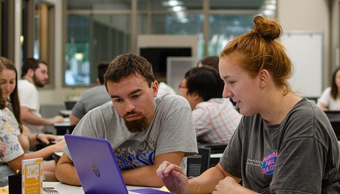 Students at the writing center.