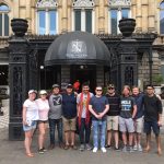UCF Trombone Class in front of the Teatro Nacional in Costa Rico.