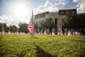 Flags honoring veterans on UCF's Memory Mall