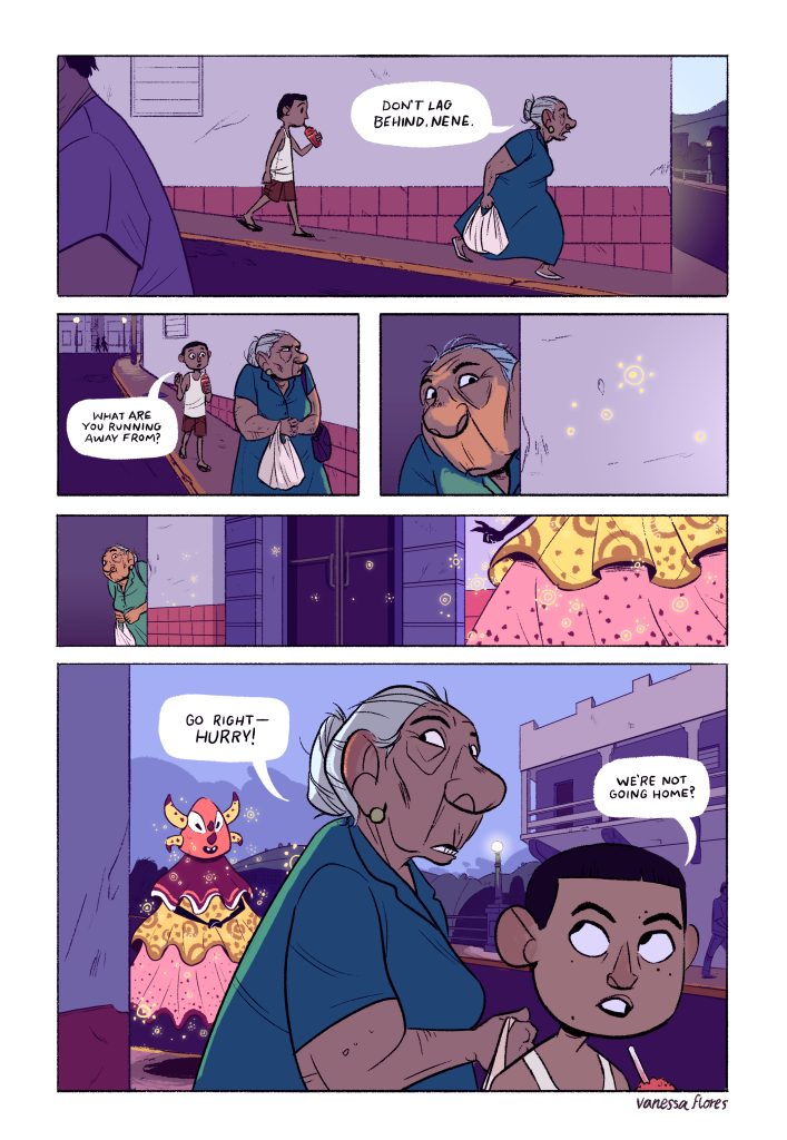A sample page from Morivivi, Vanessa Flores' debut graphic novel