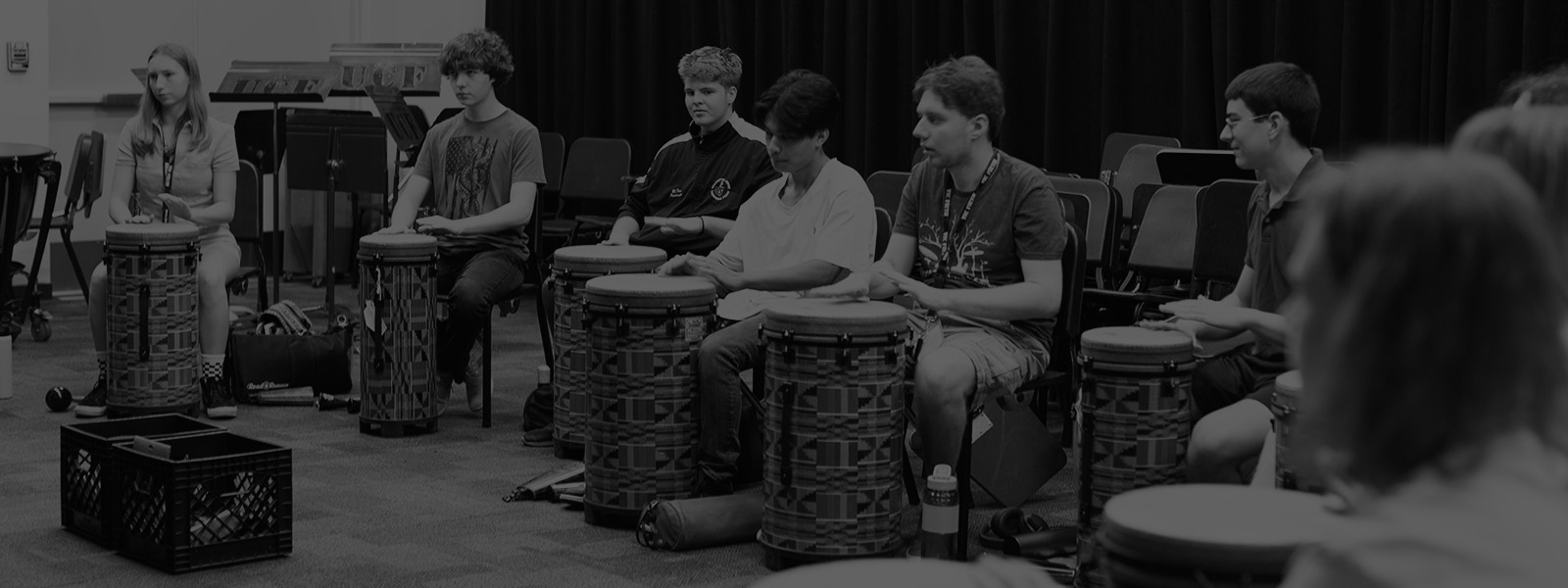 Students with tubano drums