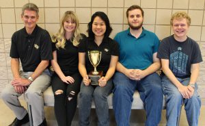 UCF team poses with Mid-Atlantic Ethics Bowl trophy