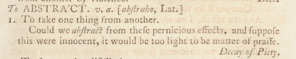 "To Abstract" entry showing the stress placed on the last syllable.