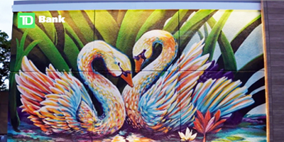Swan mural on TD Bank