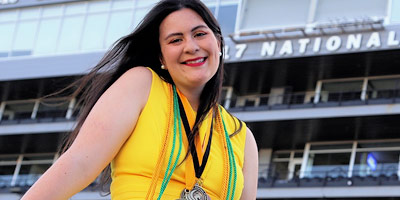 Ana Beltran poses in UCF football stadium