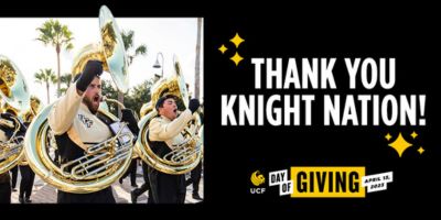 Thank you Knight Nation text with the Marching Knights