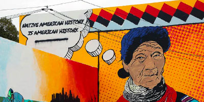 Colorful mural depicts indigenous woman