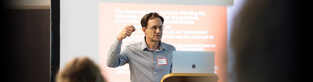 Faculty member Barry Mauer speaking