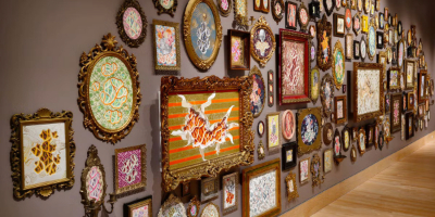 Framed artworks of Charles Clary on gallery wall