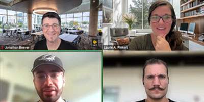 Presenters appear in video call grids