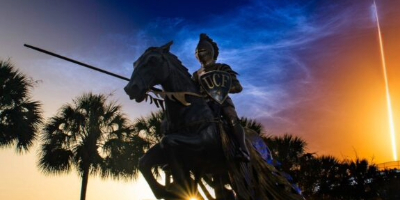 UCF knight on horse sculpture