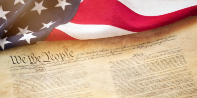 U.S. flag and constitution