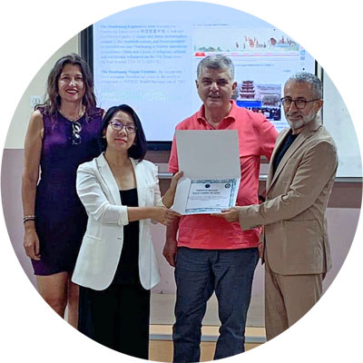 Professor Lanlan Kuang poses with faculty in Turkey