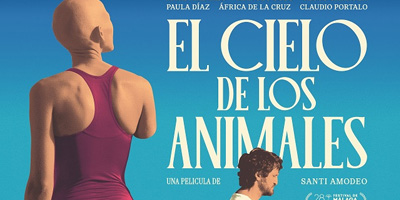 Movie poster with man and woman and title 'El Cielo de los Animales'