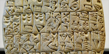 Ancient tablet with cuneiform markings