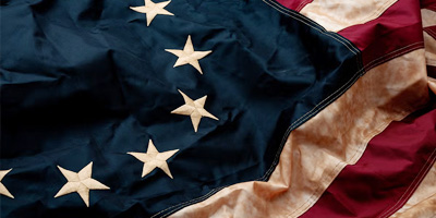 Closeup of 18th century U.S. flag