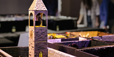 Closeup of miniature bell tower