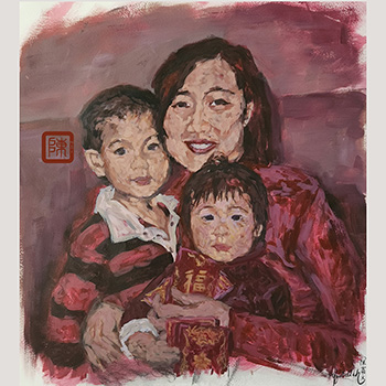 Family portrait painting by Izabellah Chan