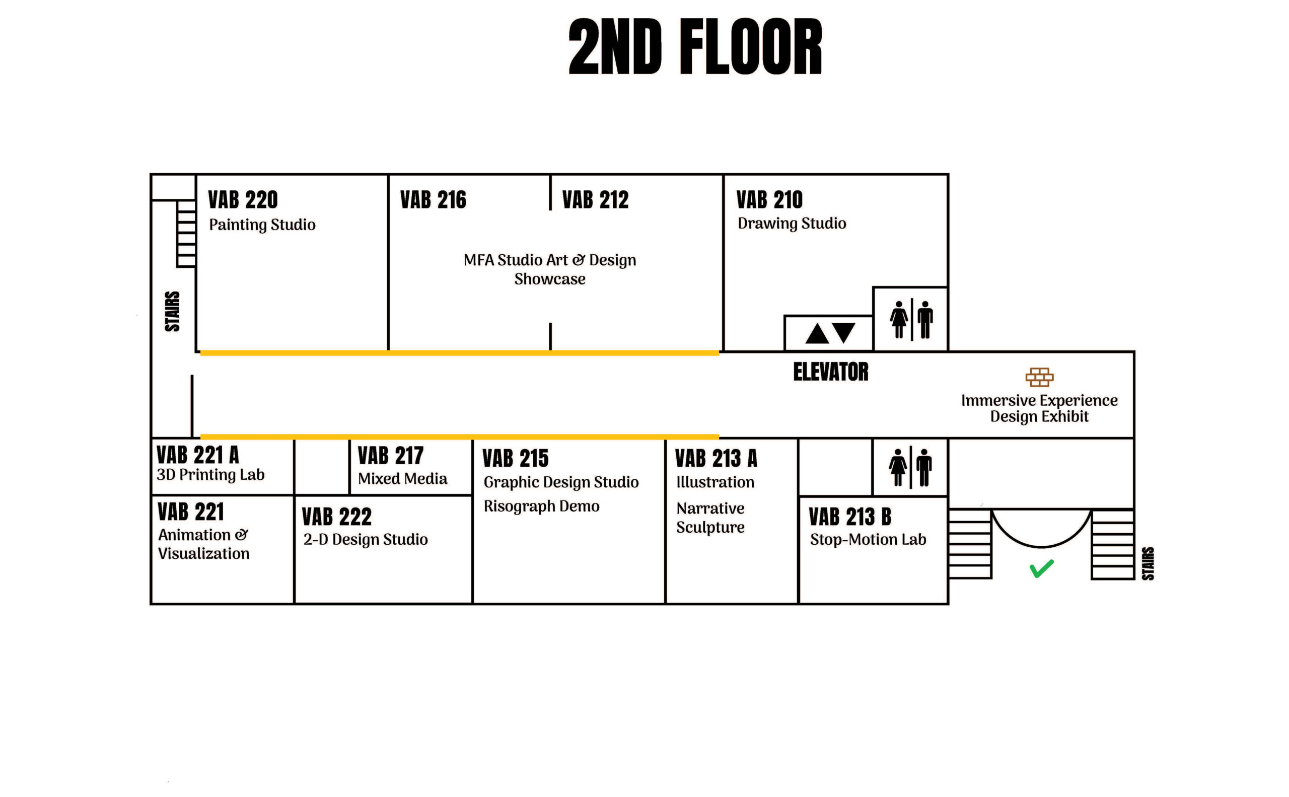 Map of the UCF Visual Arts Building for Art Knight 2024