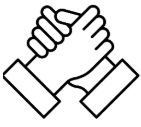 Two illustrated hands are holding each other.