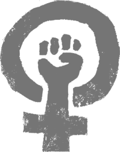 Raised fist within Venus/female symbol