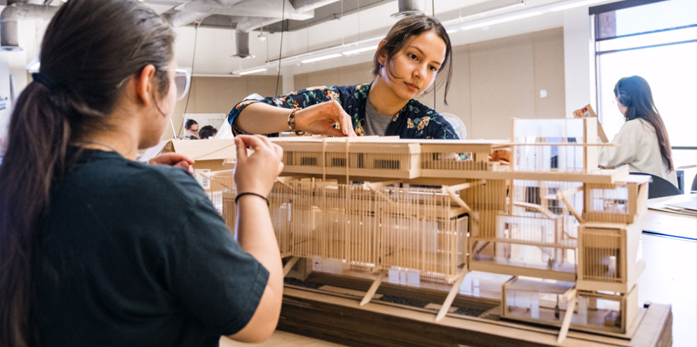 Students work on Balsa wood architectural model